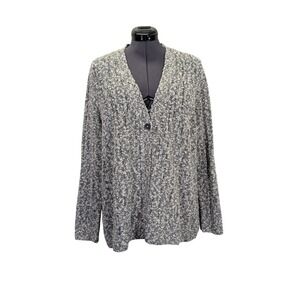 J Jill Wearever Marled Cardigan Sweater Womens XL Black White NWT